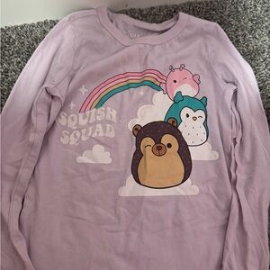 Squishmallows Lavender Long Sleeve Top with Rainbow & Characters